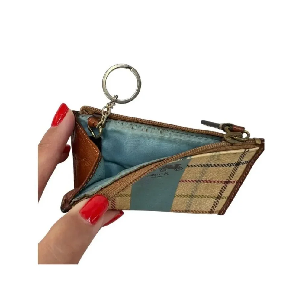 Coach Heritage Blue Stripe Key Chain Card Holder